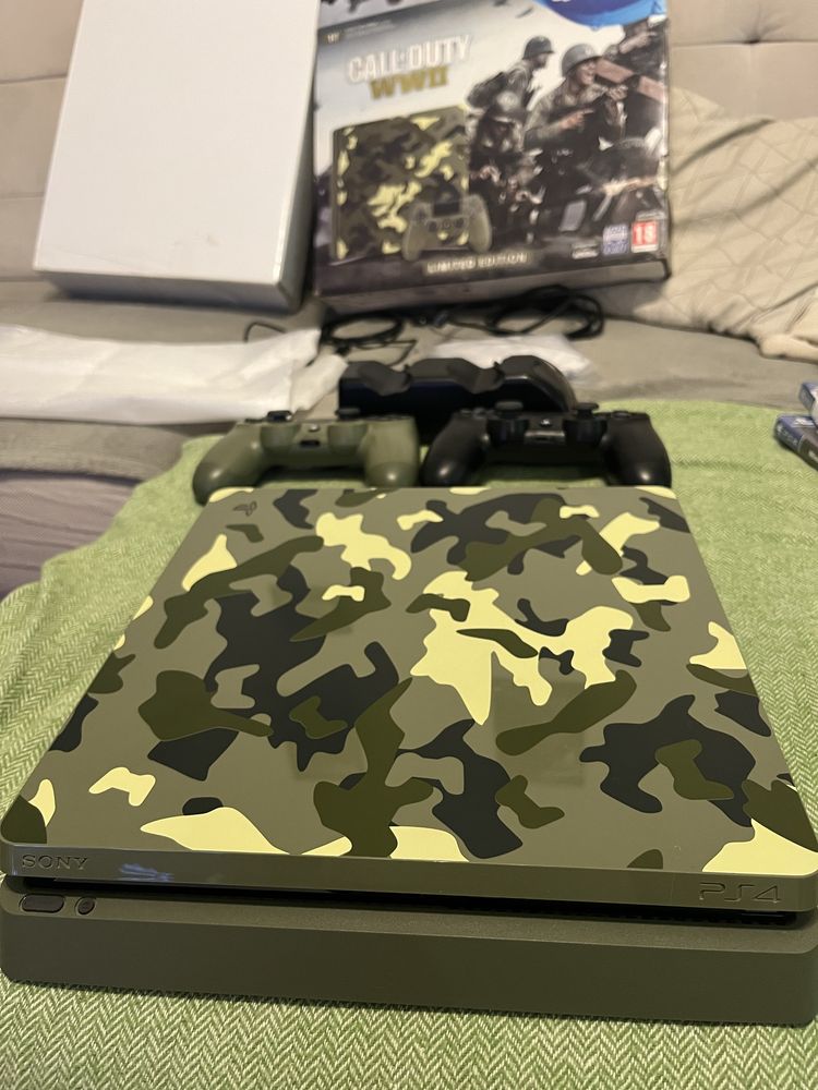 PlayStation 4 Slim 1TB CoD WWII edition + 2 pady + gry – Wrocław