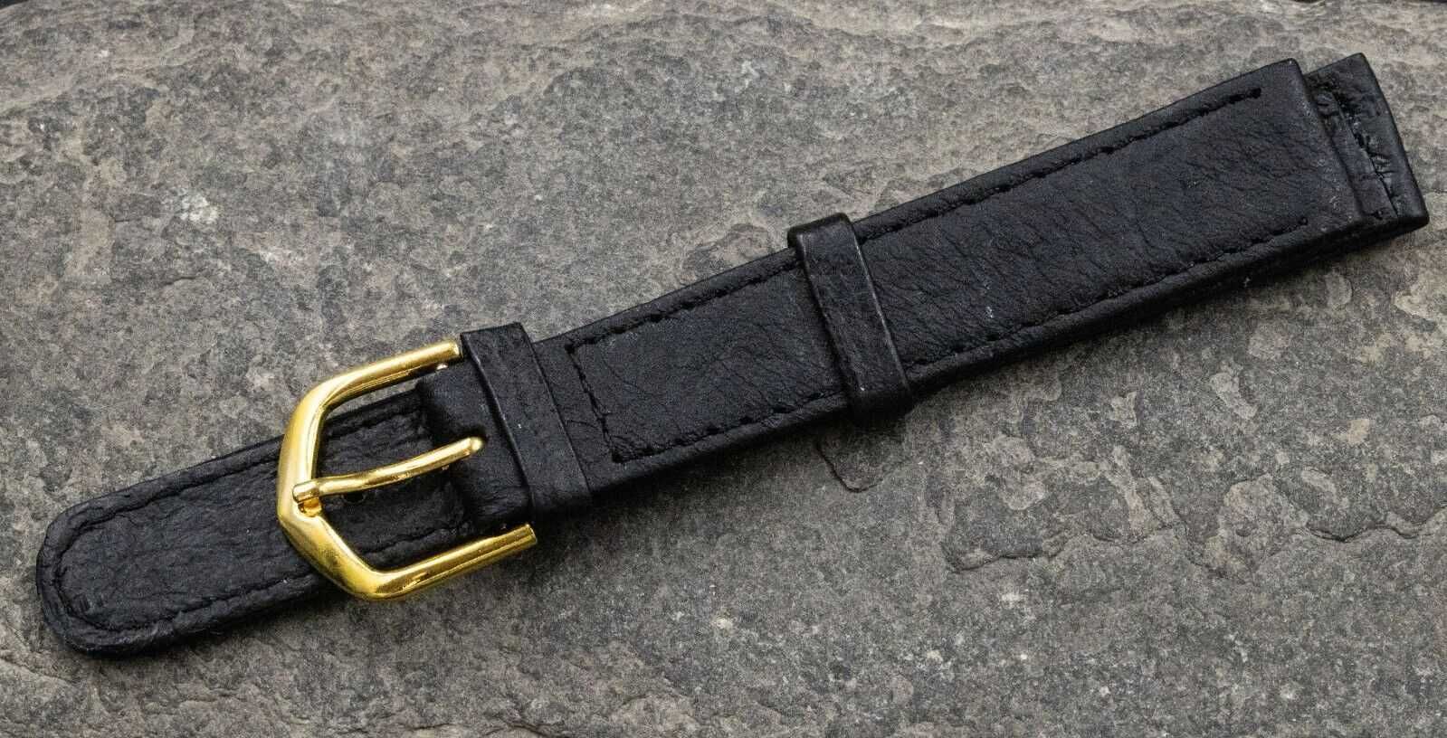 Pasek Paski do zegarków Naturalna skóra NOS Lata 1990's 15mm Czarne