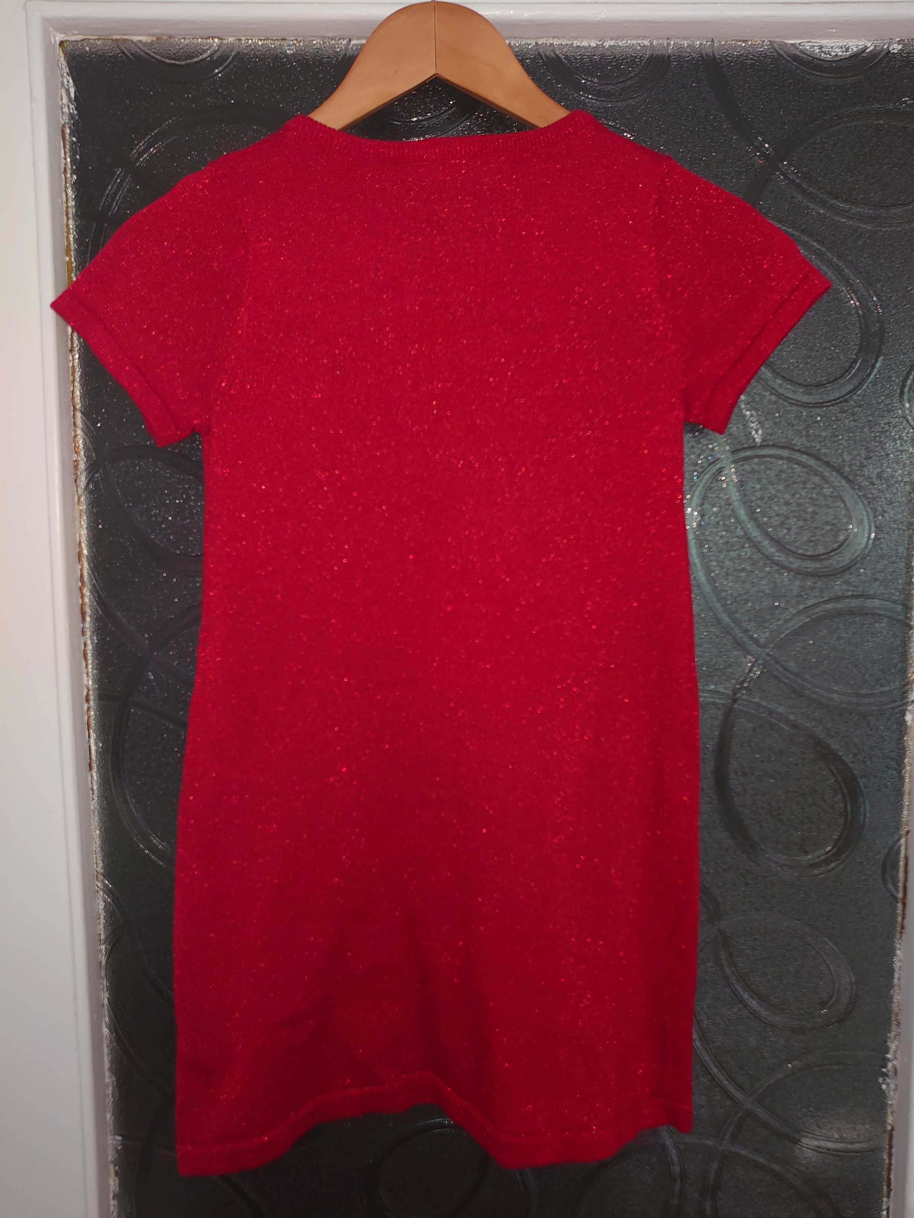 Śliczną czerwona sukienka dla dziewczynki rozmiar 134-140cm. 8-10 lat
