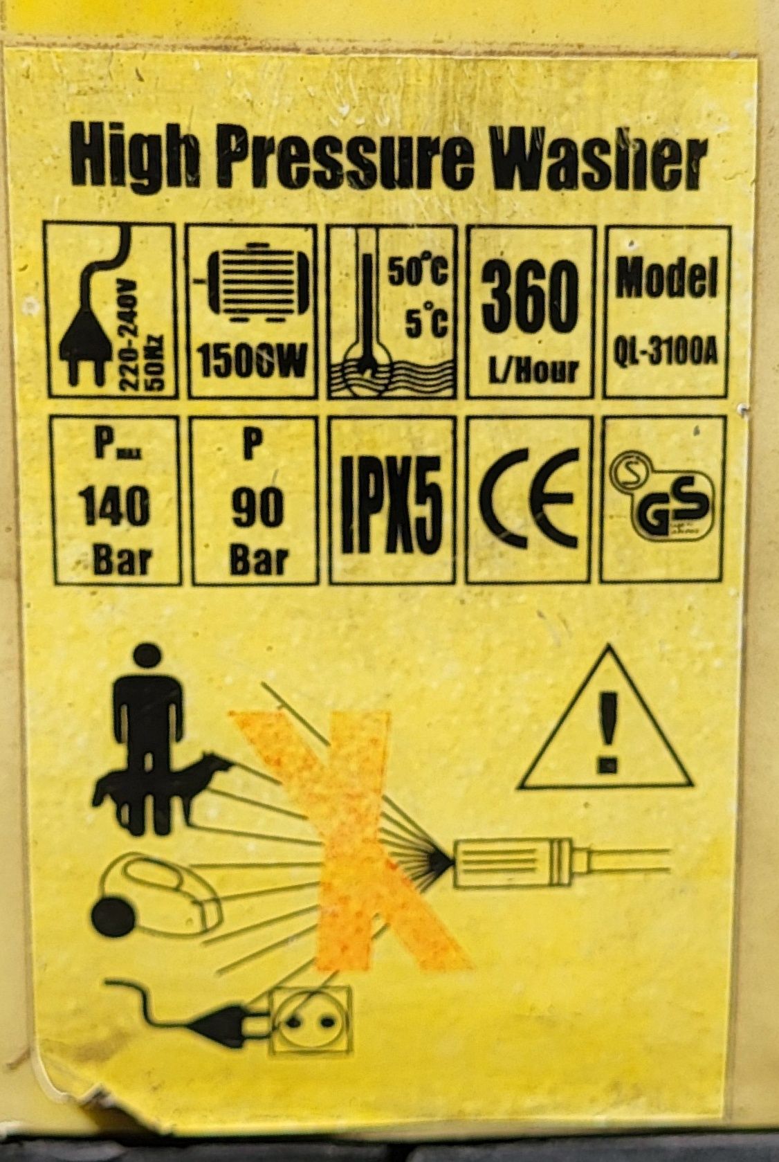 Myjka ciśnieniowa 140 Bar 1500W 360 l/godz.  100% sprawna