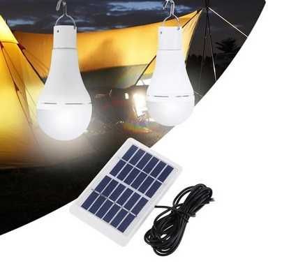 Lampa LED solarna żarówka przenośna do ogrodu domu garażu na kemping