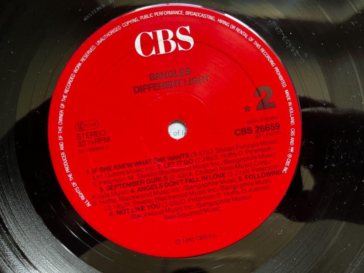 The Bangles – Different Light (1985, CBS 26659)