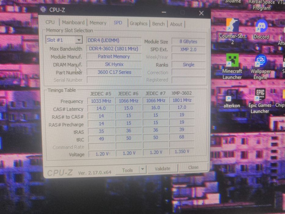 Озу ddr4 2x8 16gb 3600mhz patriot Viper