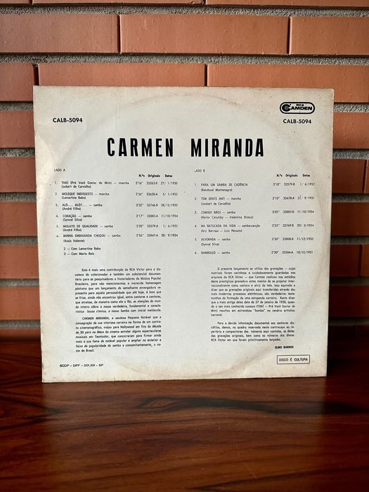 Disco vinil Carmen Miranda