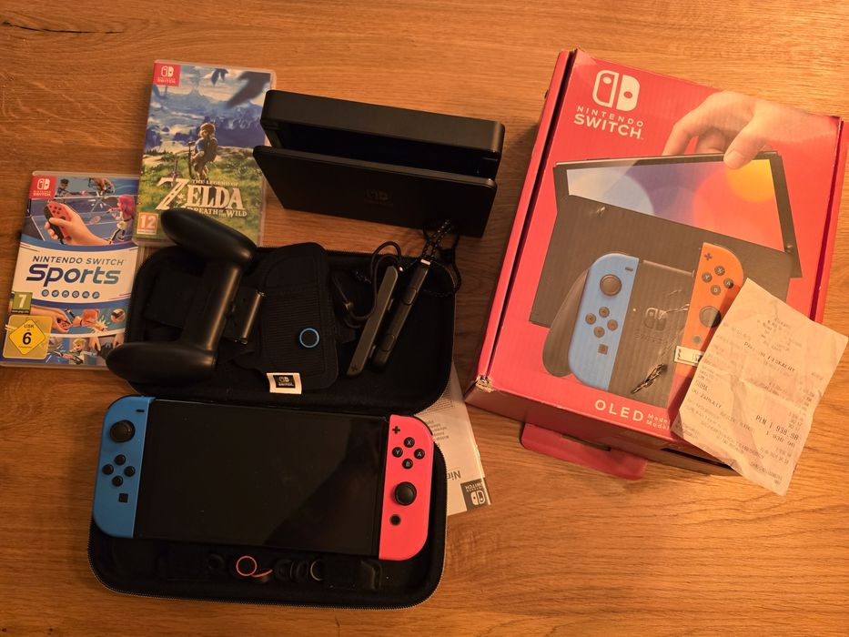Nintendo switch OLED z gwarancją oraz Zelda i Nintendo switch sports