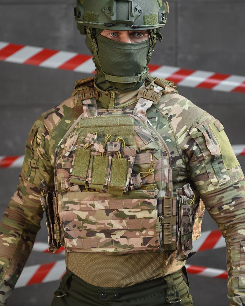 Плитоноска Бронежилет Yakeda MOLLE на 9 магазинов боковые плиты.