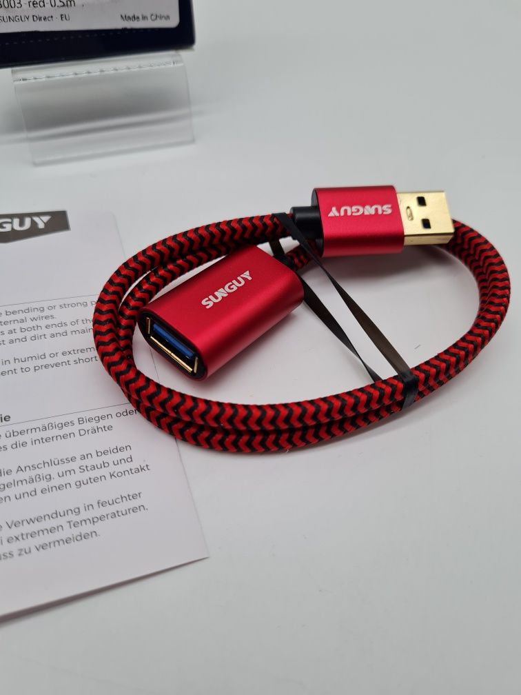 SUNGUY Przedłużacz USB 3.0 krótki 0.5m 5 Gbps wtyczka A  na gniazdo A