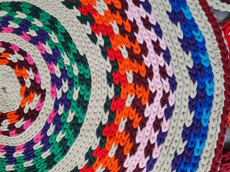 Hand made, dywanik ze sznurka, multikolor, bawełna, FOLK, śr. 100 cm