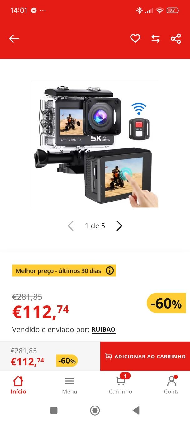 Action câmara 5k nunca usada com microfone externo