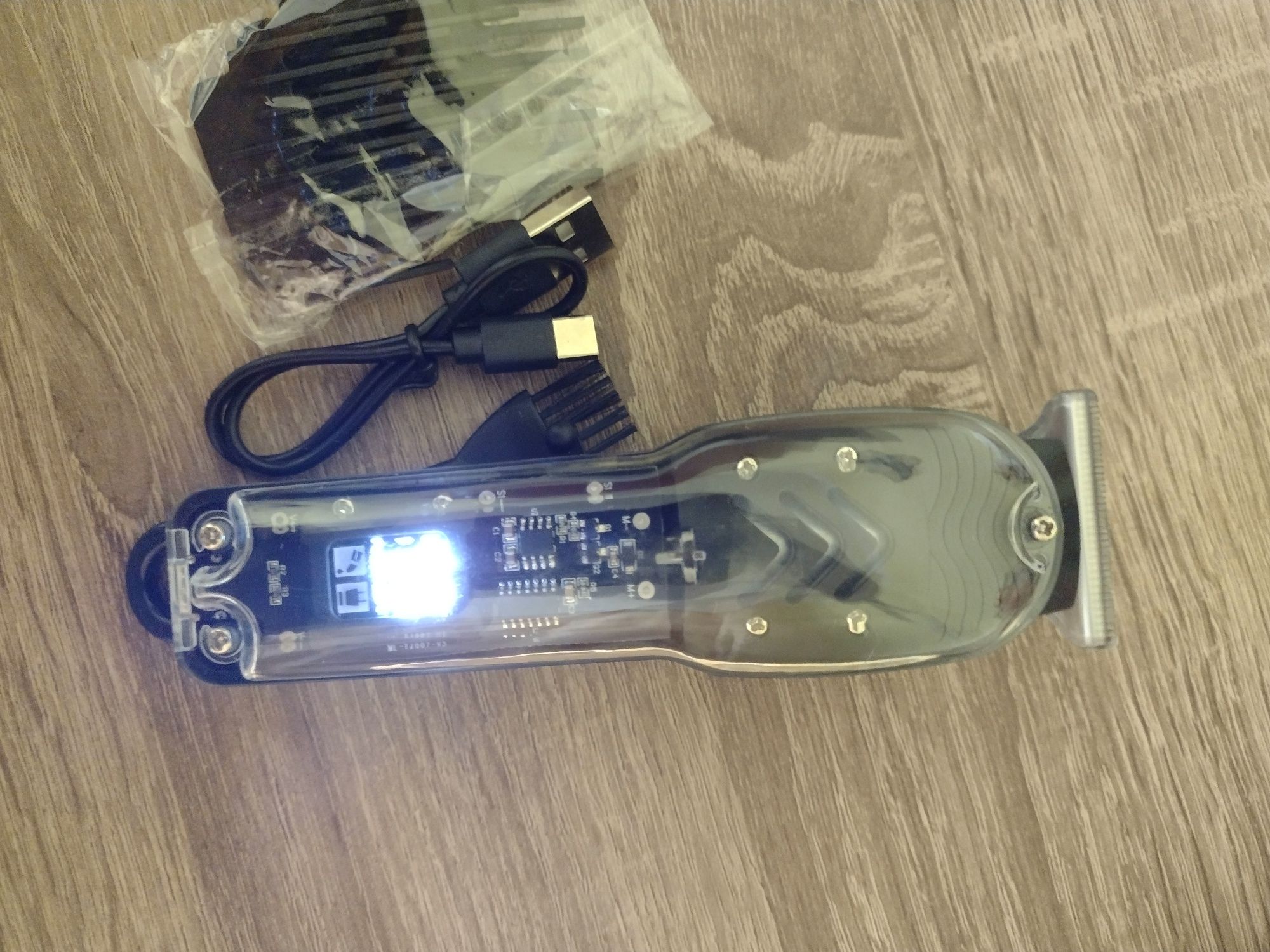 Машинка для стриження волосся HAIR CLIPPER HLS-TO8 прозора акумуляторн