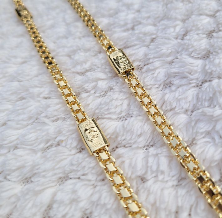 Złoty pozłacany naszyjnik łańcuszek splot versace królewski