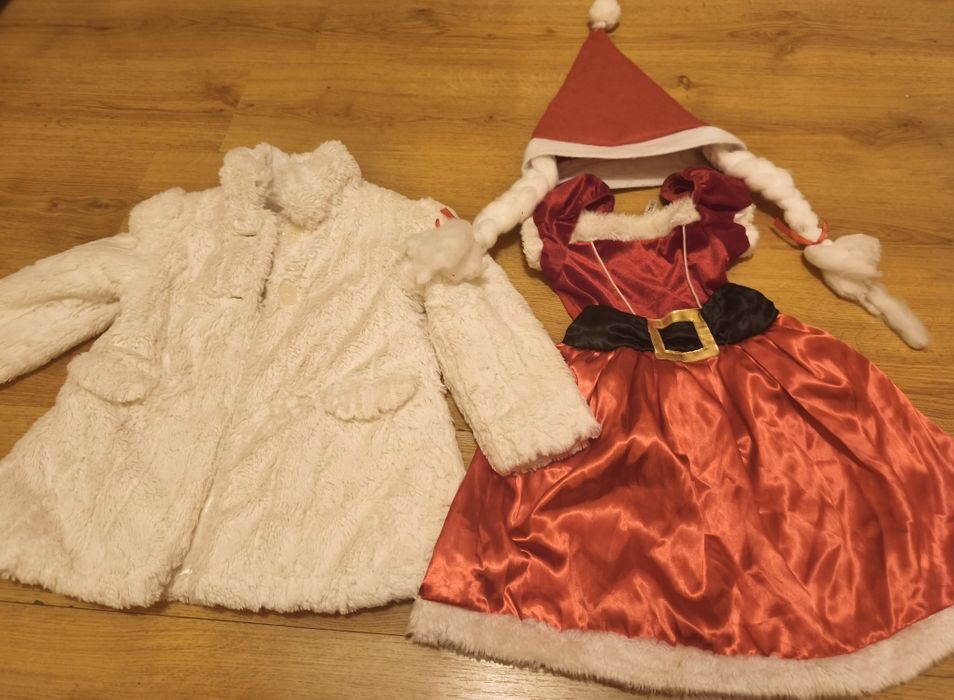 Strój mikołajki, futerko + czapka mikołaja Polecam!