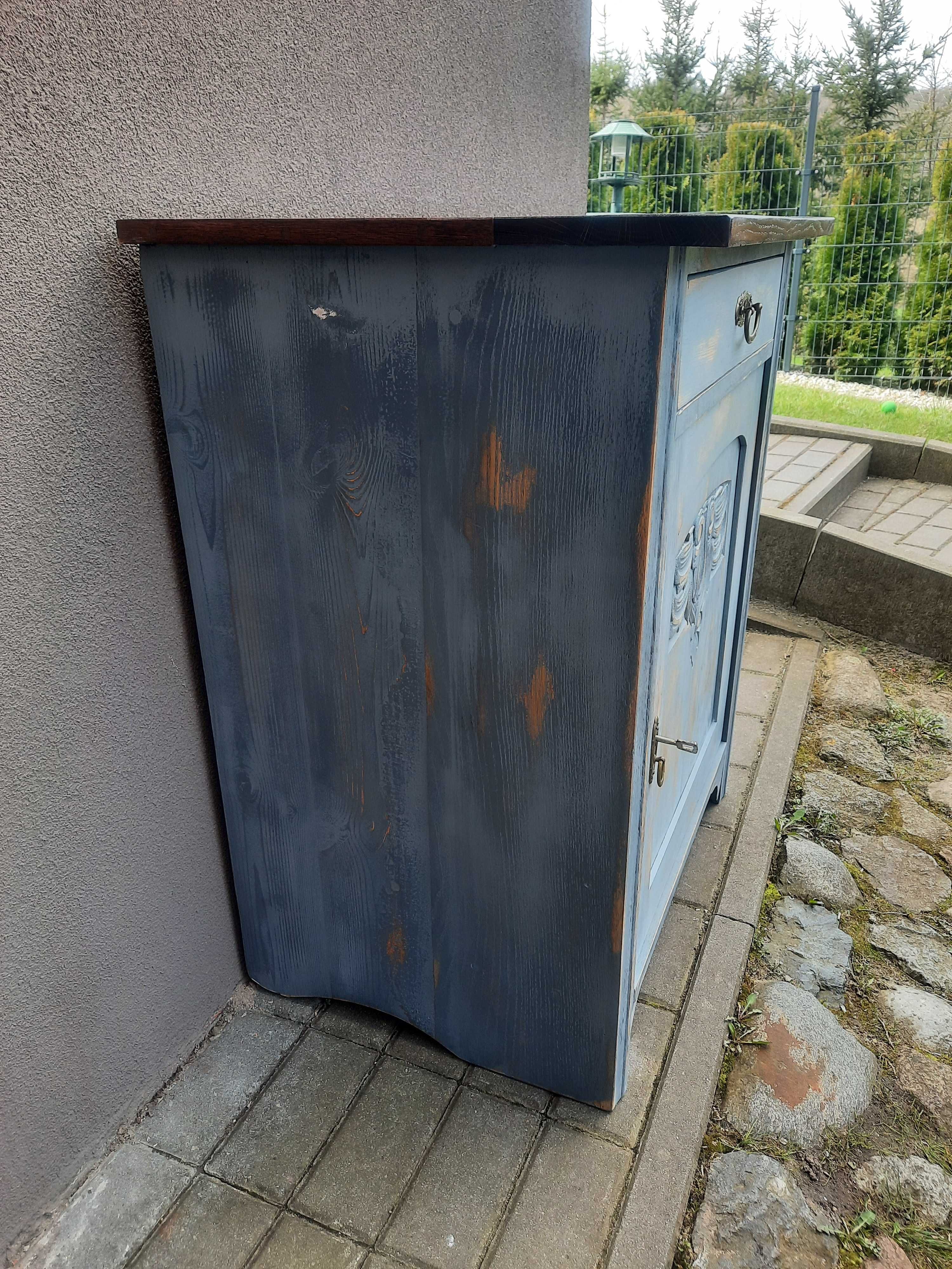 Stara komoda shabby przecierana antracyt C029