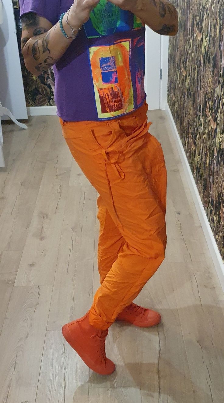Spodnie damskie New Collection italy moda rozm uni  pomarańczowe orang