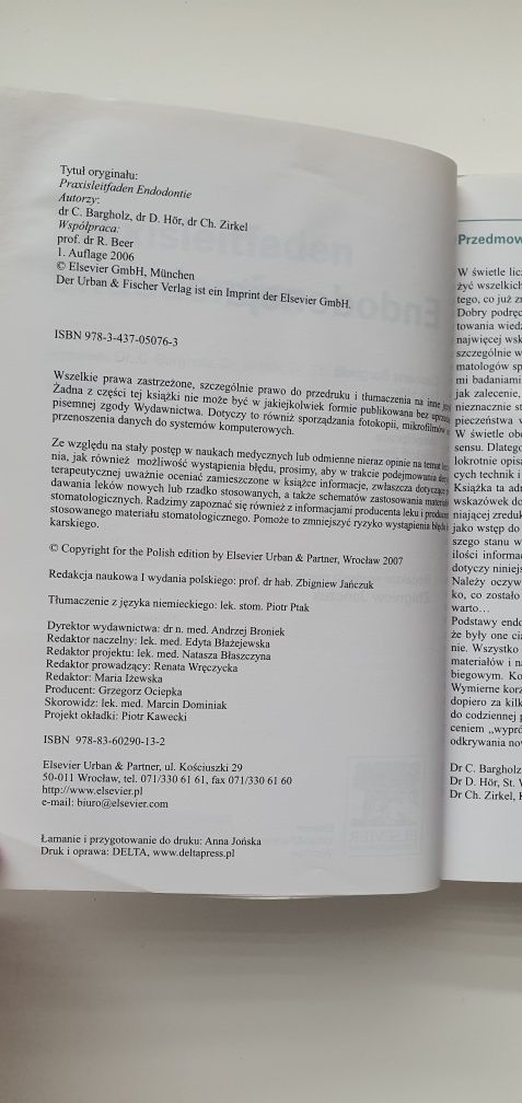 "Endodoncja" Jańczuk, Bargholz, książka Elsevier