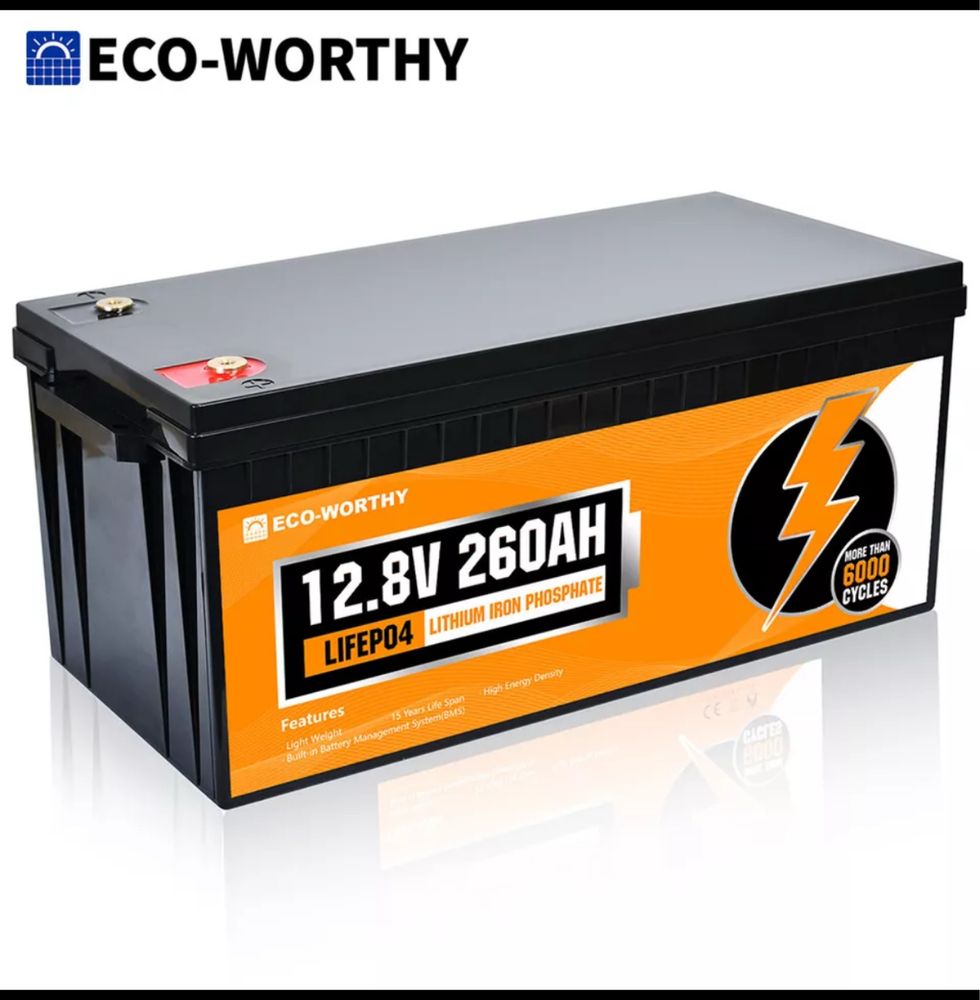 Акумулятор Батарея 12v 260ah Lifepo4 літіум залізо фосфат BMS 6000+ ц.