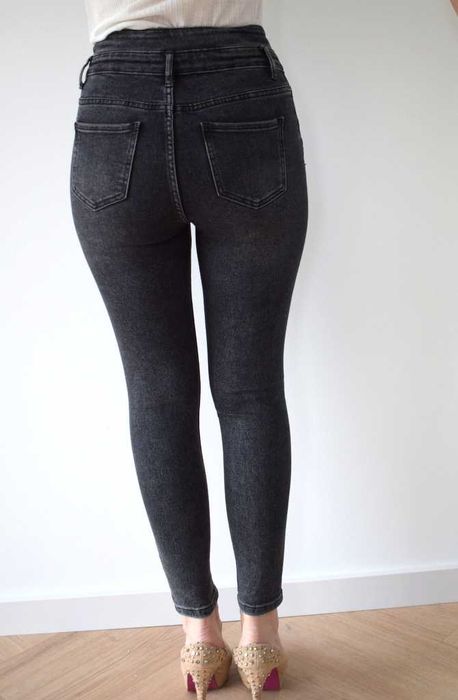 M.Sara rurki czarne spodnie  wysoki stan super hihg waist w28 s