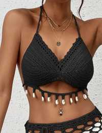 Nowy ażurowy bralet crop top boho handmade