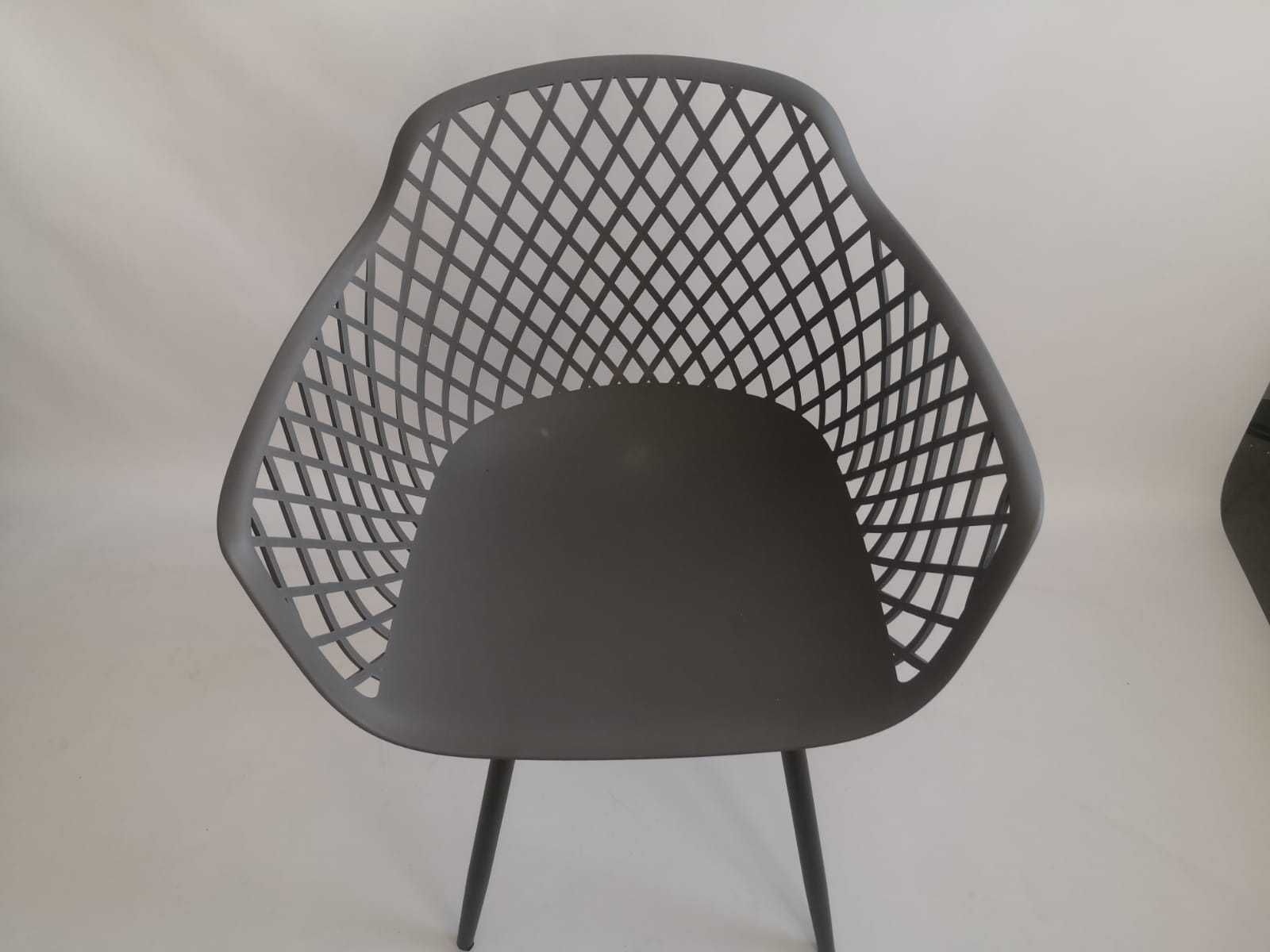 Krzesła ogrodowe zestaw 2 szt ażurowe szare krzesło