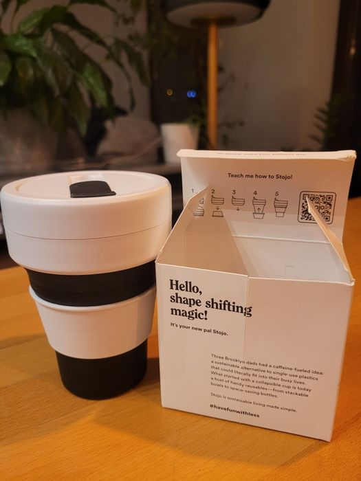 Nowy składany Kubek na wynos Stojo Pocket biało czarny