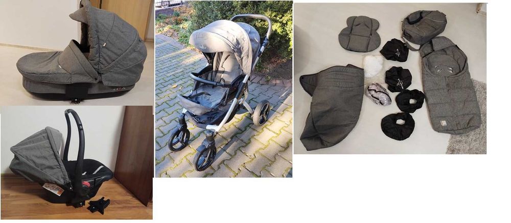 Wózek 3 w 1 Bebetto Luca ze śpiworkiem i innymi akcesoriami