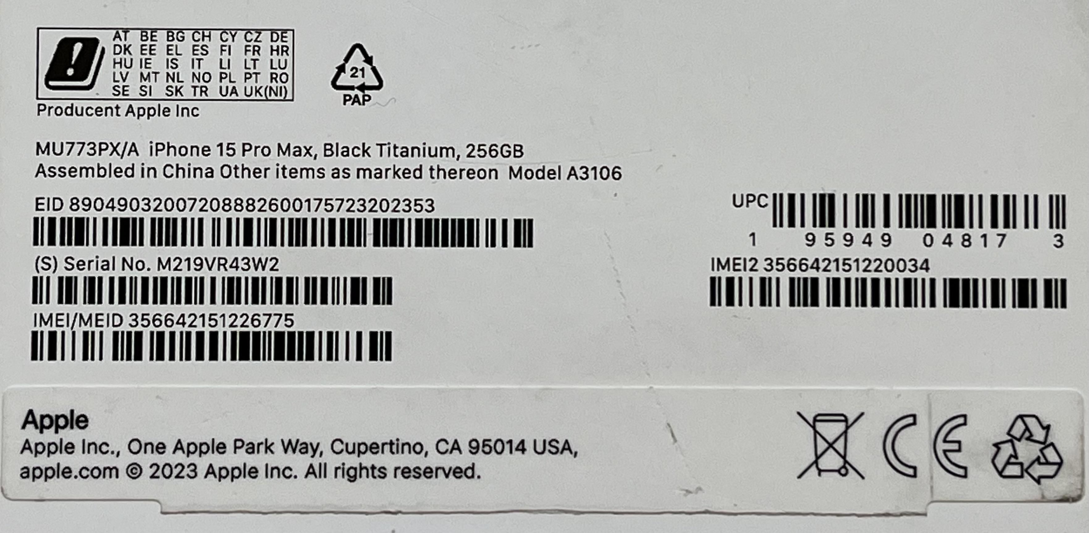 OUTLET Apple iPhone 15 Pro Max 256GB 2 CYKLE Tytan czarny FV23% PL GW
