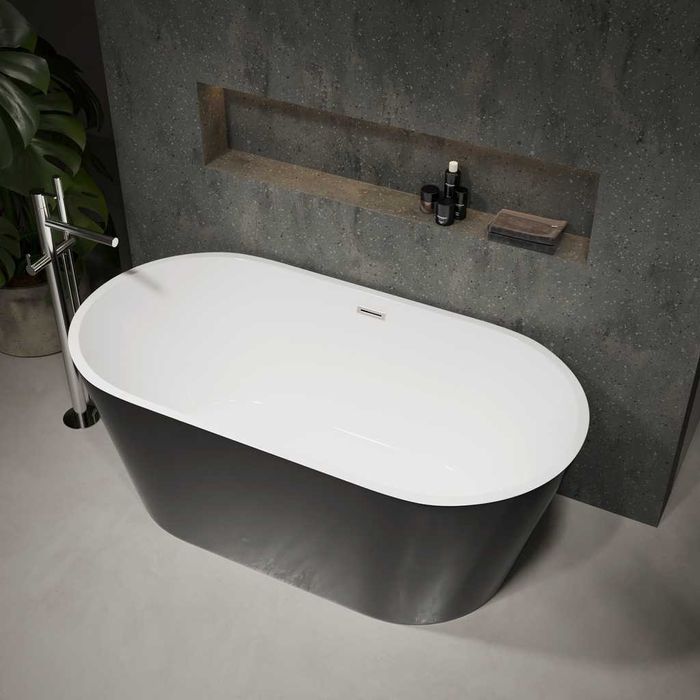 BRAIDER Akrylowa Wanna Wolnostojąca ALTARIA 150 x 75 cm Czarno - biała