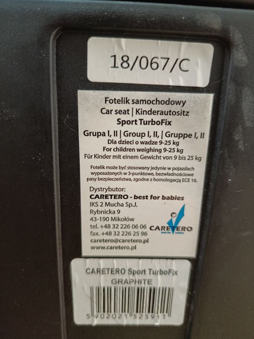 Sprzedam fotelik samochodowy Cartero