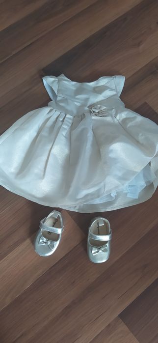 Złota sukienka z pantofelkami, na imprezę, roczek, chrzciny