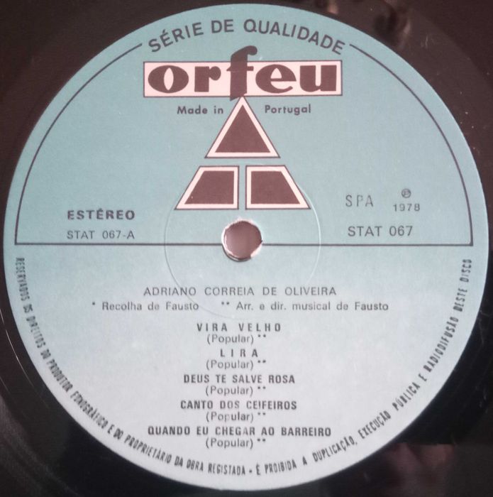 Adriano Correia de Oliveira - - - - - Cantigas Portuguesas - -  - - LP