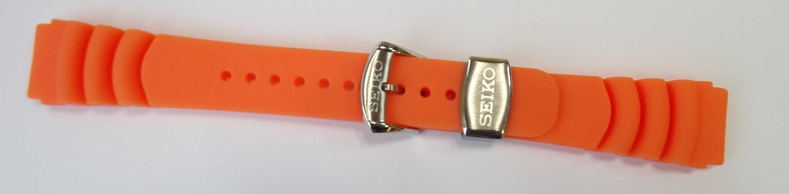 Gumowy pasek do zegarka Seiko SKX Prospex 20mm pomarańczowy silikonowy