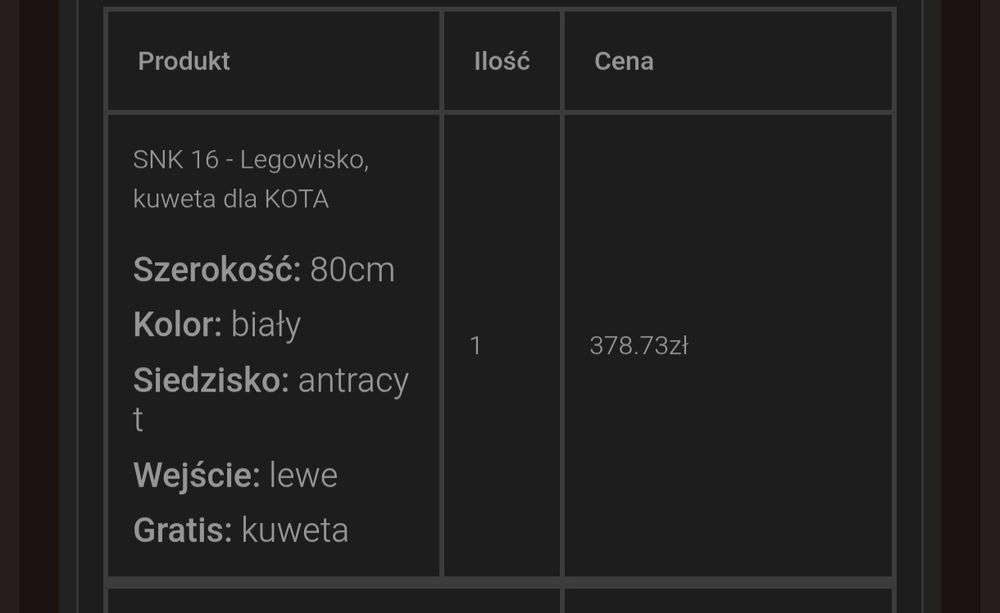 Szafka legowisko, kuweta dla kota