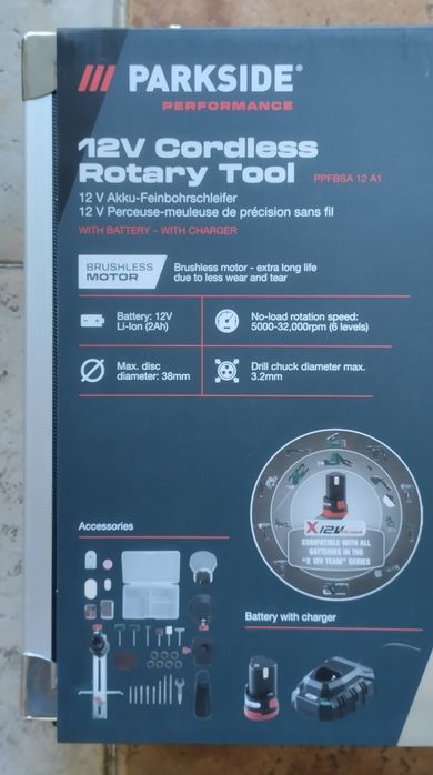 Perfuradora lixadeira de precisão Parkside Performance 12V