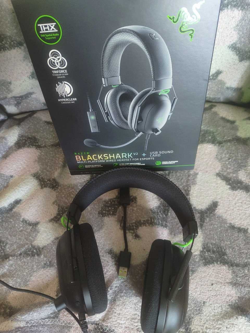 Razer Blackshark V2 + Sound card игровые наушники