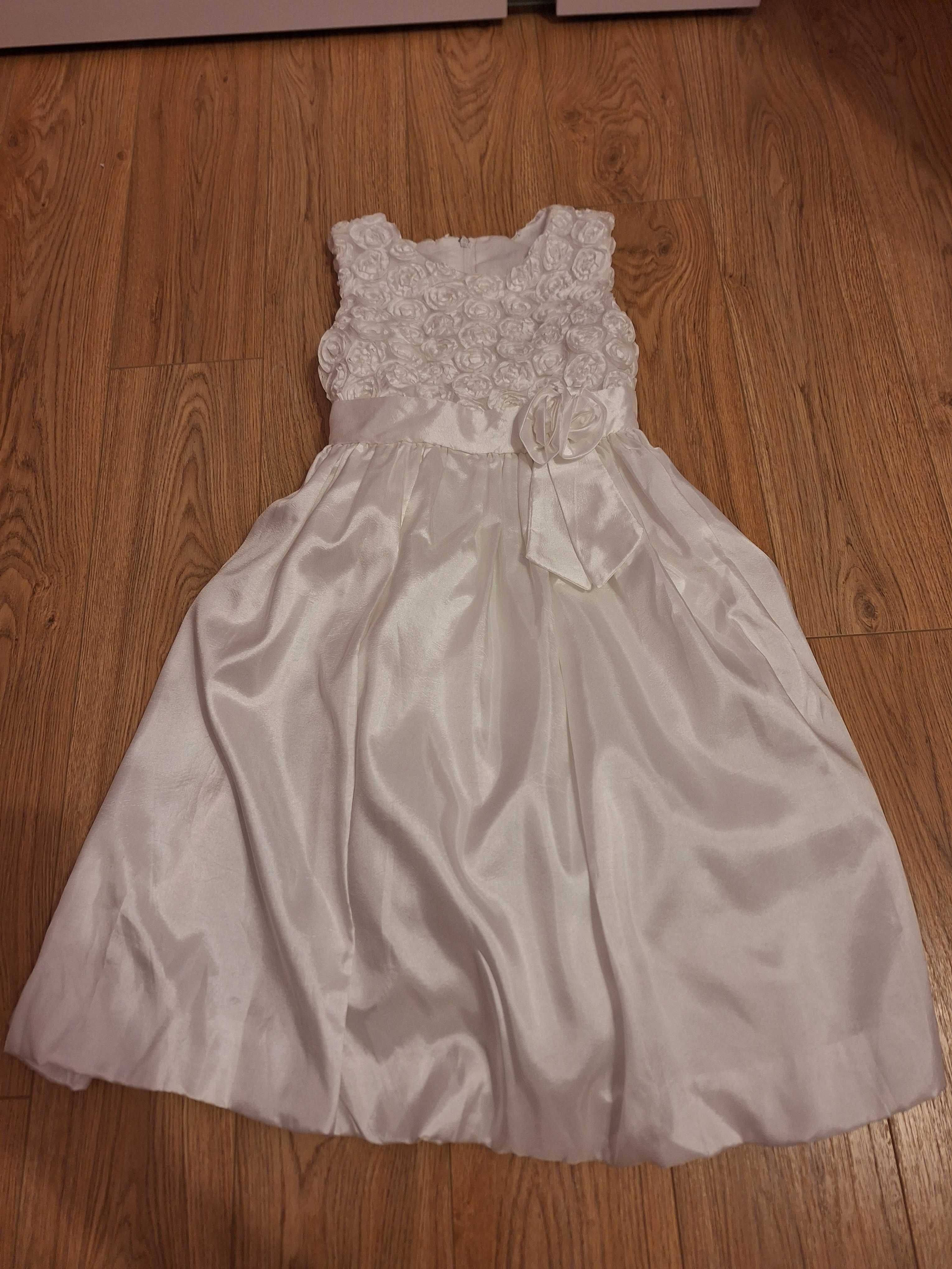 elegancka biała sukienka balowa rozmiar 122/128