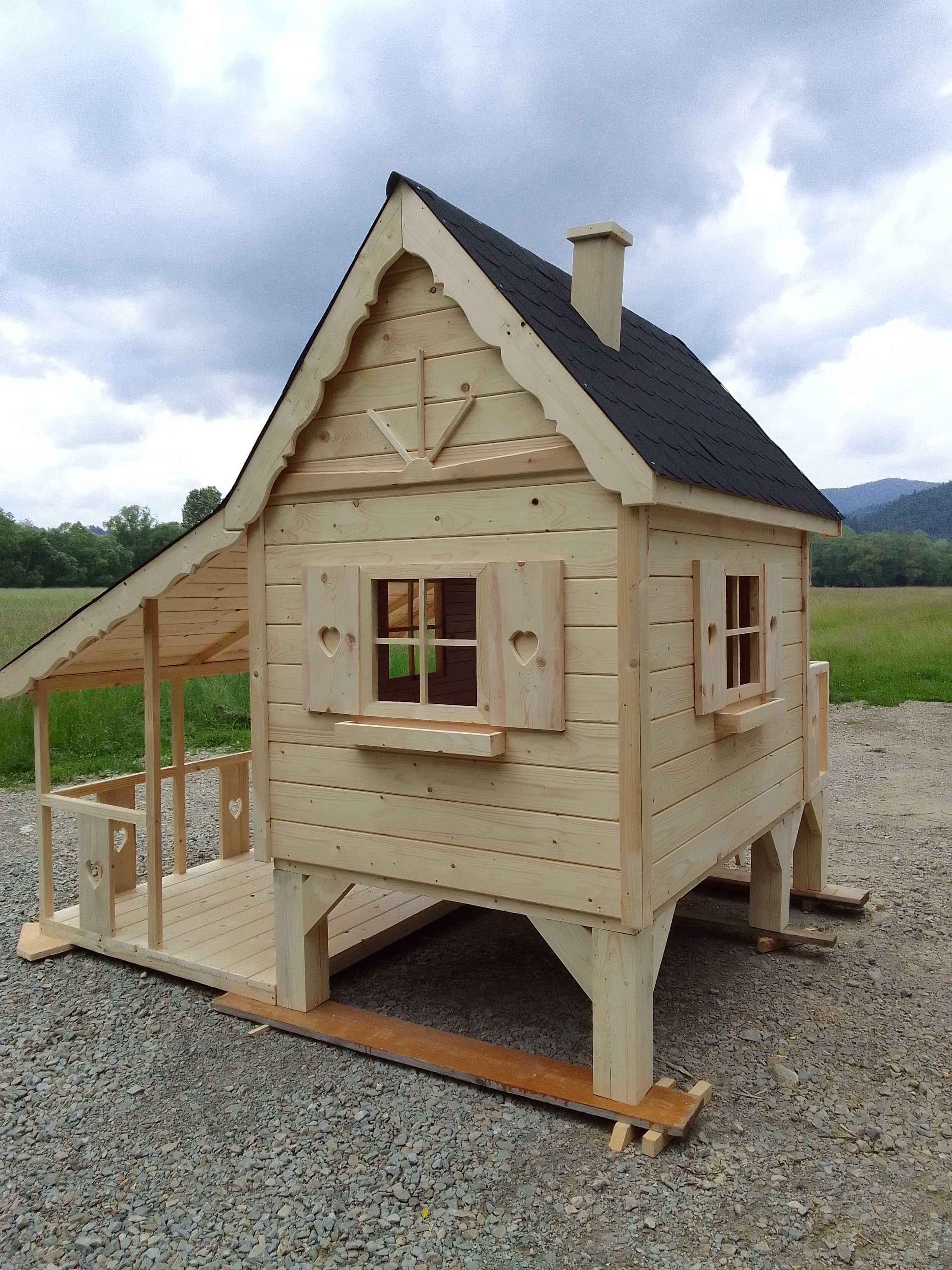 Drewniany domek dla dzieci, plac zabaw piękna ozdoba ogrody, deska 3cm