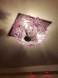 Lampa żyrandol kwiatki fioletowe