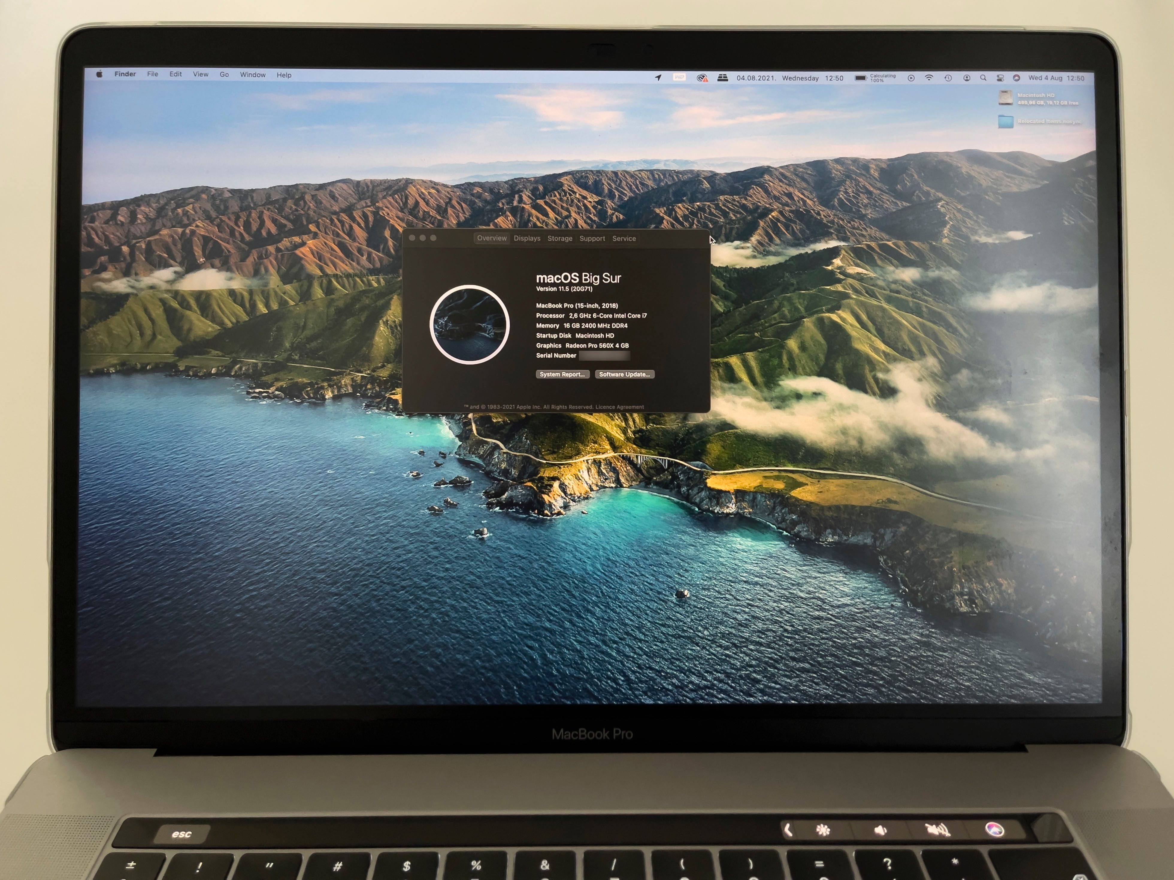 MacBook Pro 15'' 2.6Ghz i7 de 2018 com Touch Bar