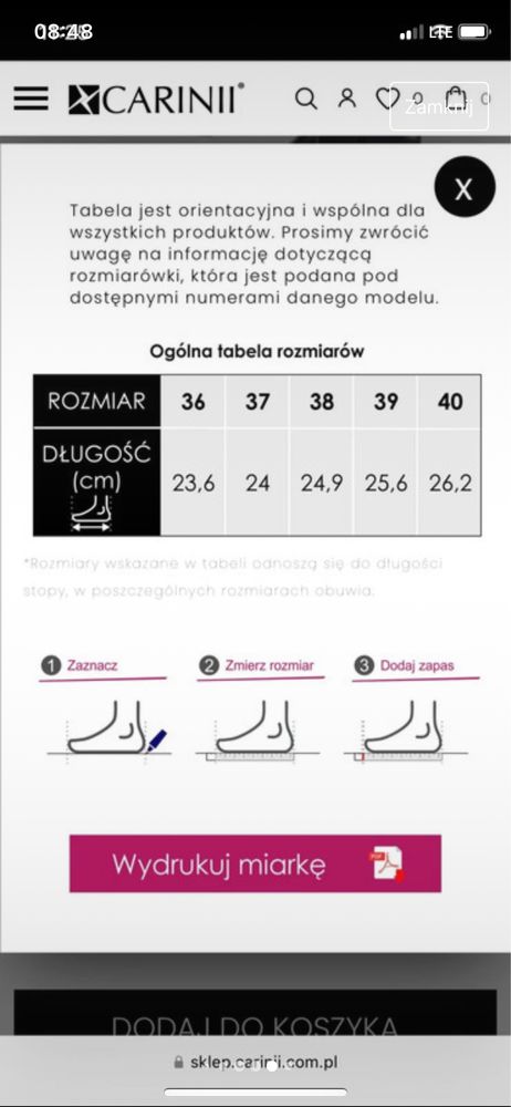 Kozaki Carinii rozmiar 38 skóra