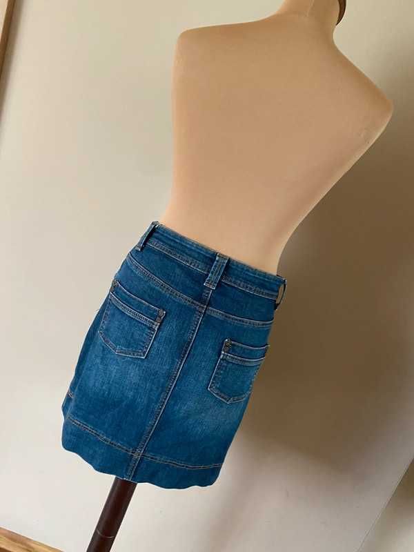 M l camaieu spodnica jeans midi ciemny dzins modna wiosna lato 38 40