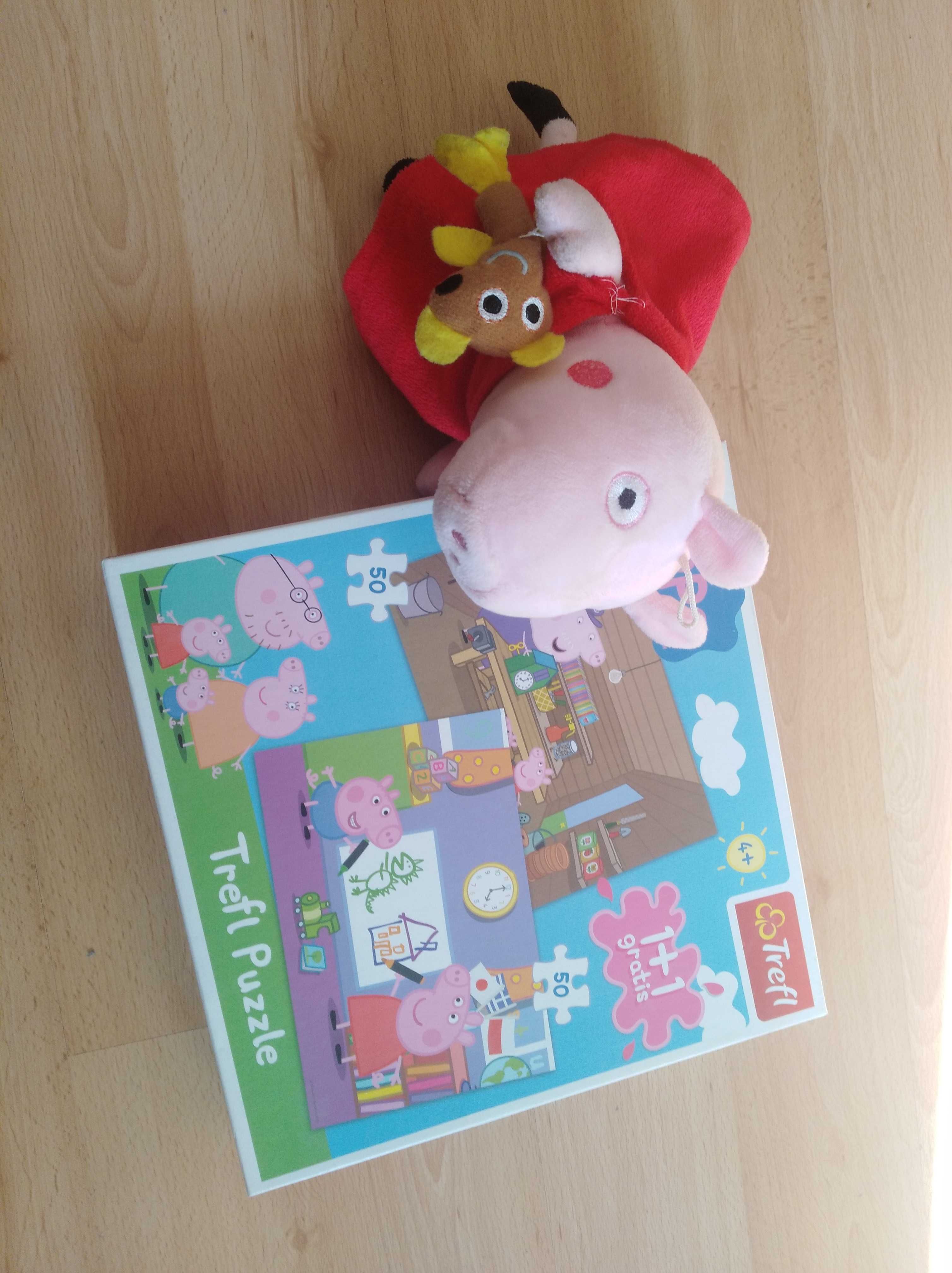 Świnka Peppa, George filiżanki, maskotka, puzzle.