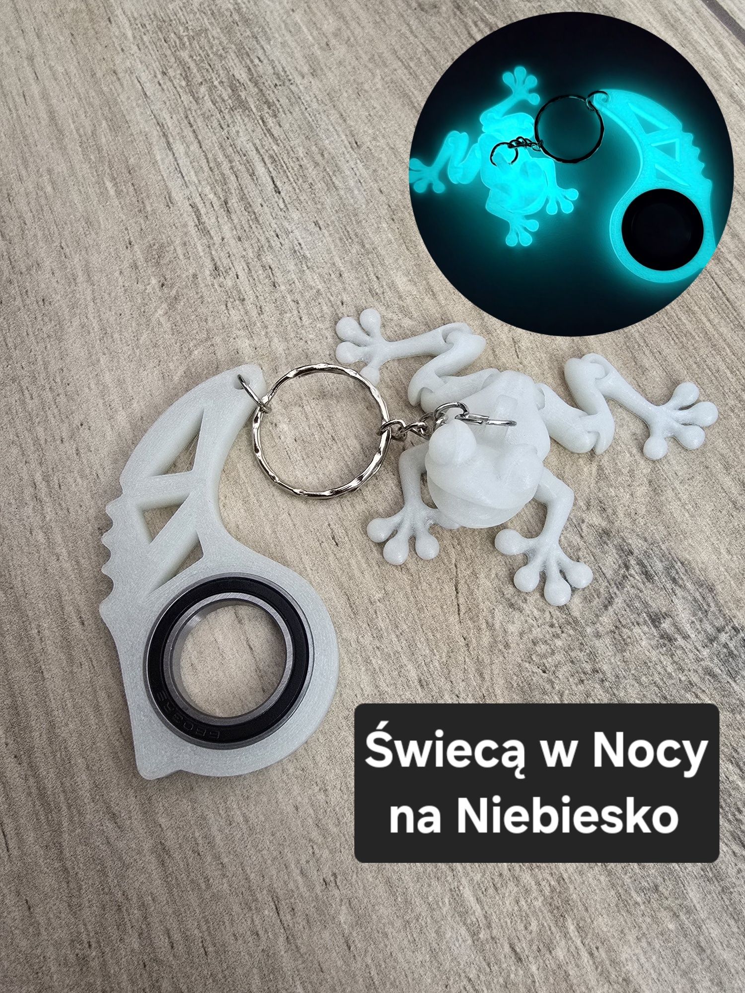 Świecąca Żabka i Keyspinner - Brelok 2w1! KeyRambit KeyFlipper Druk3d