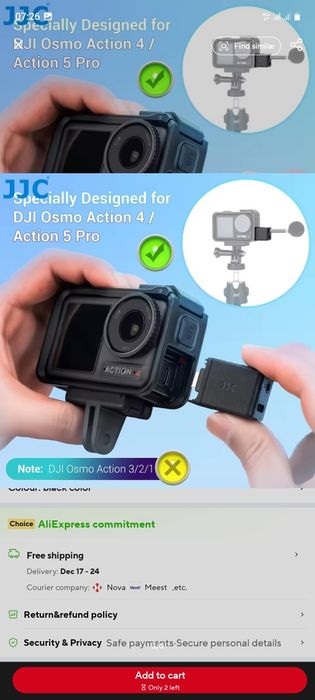Аудіоадаптер JJC pro модуль мікрофона 3,5 мм dji action 4 5 osmo