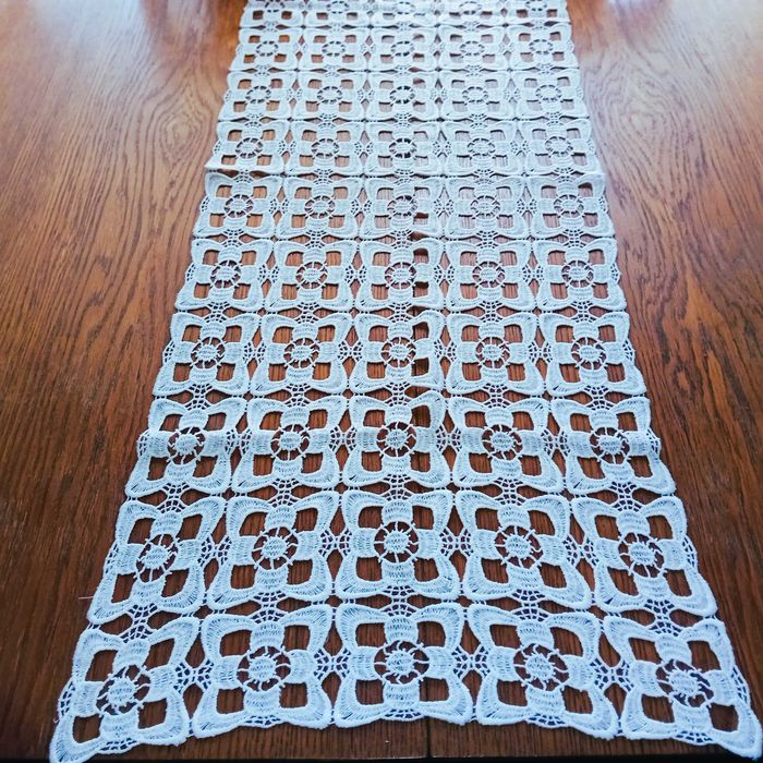 GIPIUROWY bawełniany bieznik -smietankowa biel -90cm x33cm