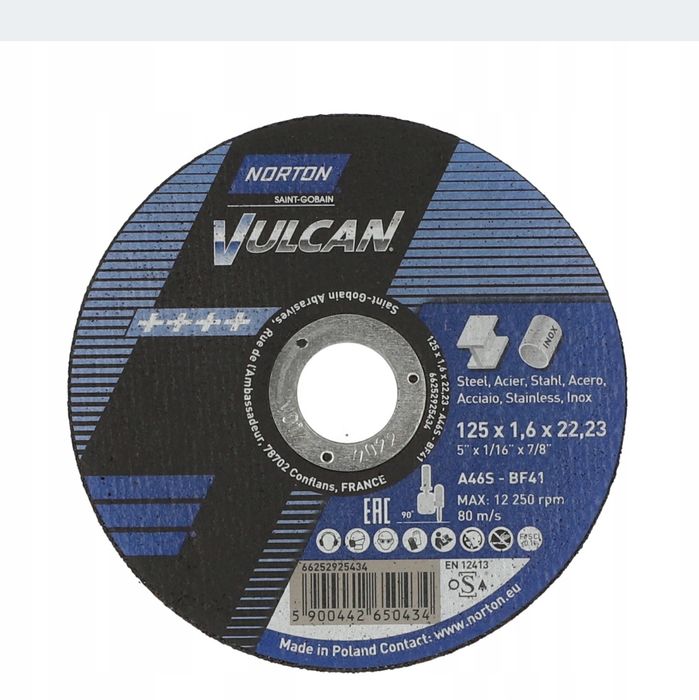 Tarcza NORTON VULCAN 125x1,6x22,23 A46S-BF41