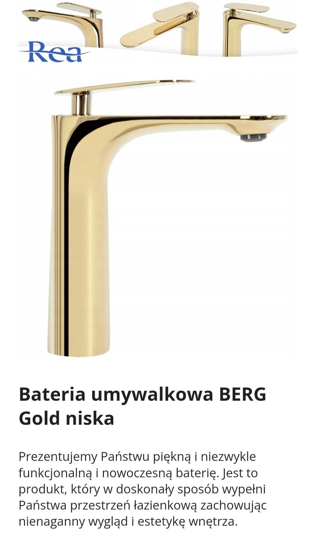 Rea Bateria umywalkowa BERG GOLD niska