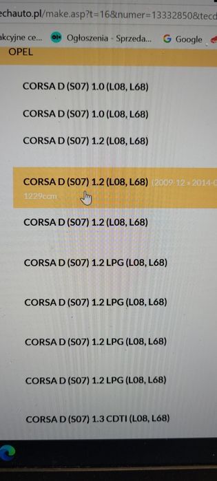 Linka hamulca ręcznego opel corsa D E Nowa oryginał