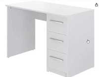 White Modern Desk with 3 Drawers