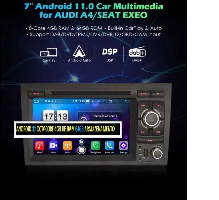 Auto-rádio 2 din android 12 64GB para Audi A3 OctaCore