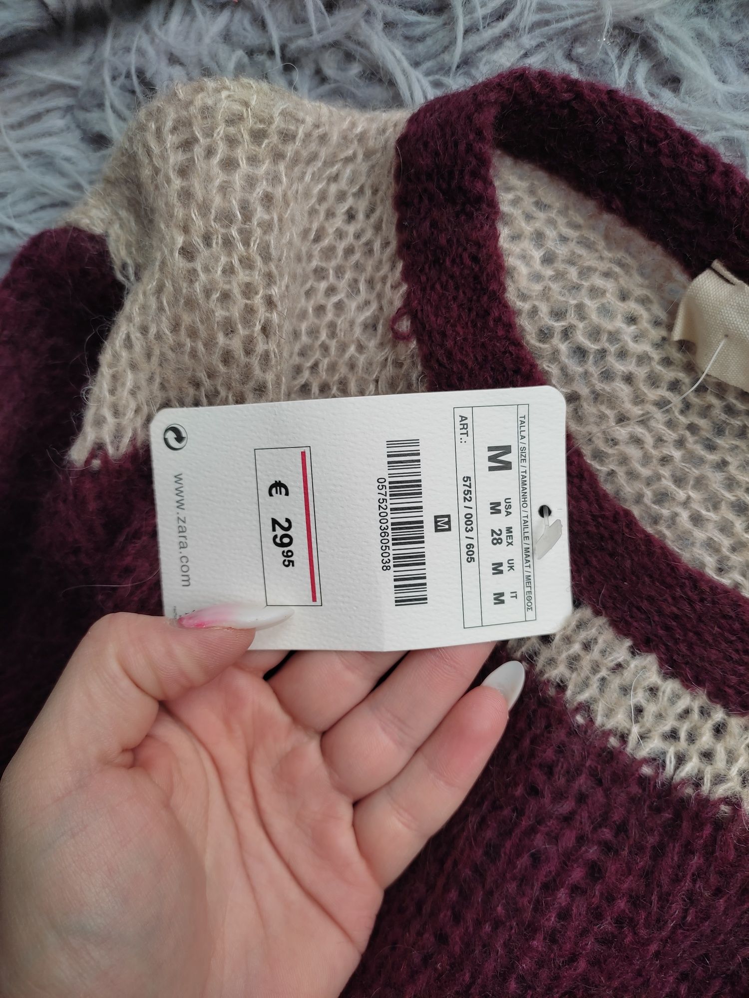 Sweter w paski Zara nowy z metką M wełna moher